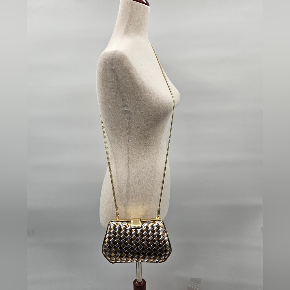 Panache Gold and Brown Woven Clutch - Picture 3 of 15